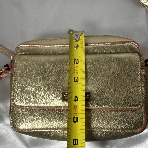 Lilly Pulitzer Metallic Gold Crossbody Bag With Pink Trim - Picture 14 of 16